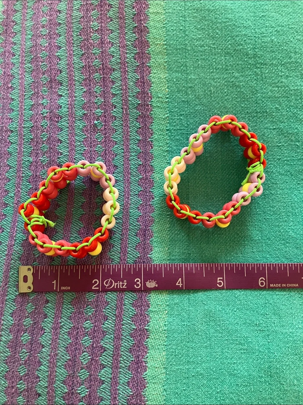 Colorful Kids Pony Bead Flower Power Bracelets- Handmade